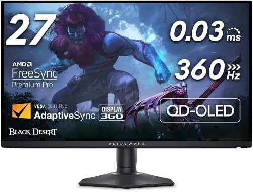 Alienware AW2725DF 27" QHD (2560x1440) Écran PC Gaming, 360Hz, QD OLED, 0.03ms, AMD FreeSync Premium Pro, 99.3% DCI-P3, HDR400, USB-C, 2X DisplayPort, HDMI, 4X USB