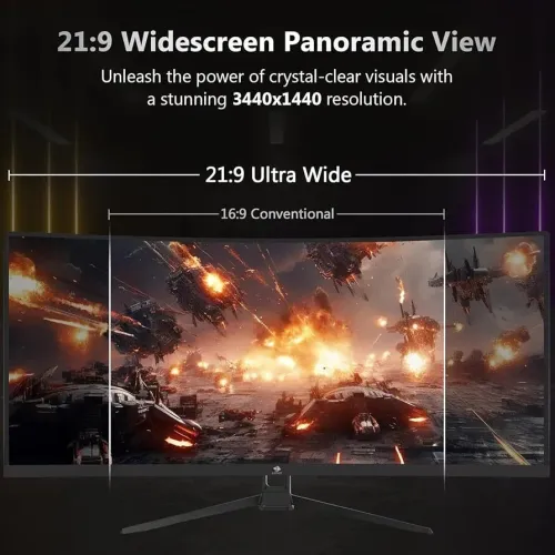Z-Edge 34" Curved Gaming Monitor, WQHD 1440P 165Hz 144Hz PC Monitor, MPRT 1ms, 21:9 Aspect Ratio, 1500R, 16.7M Colors, 3000:1 Contrast, UG34 Frameless Bezel, 2X DP 1.4 Ports and 2X HDMI 2.0 Port