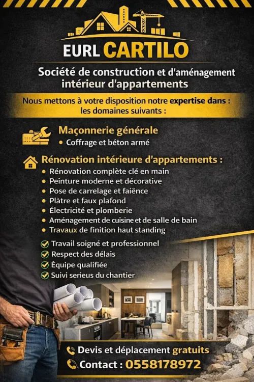 Travaux de construction et rénovation intérieure