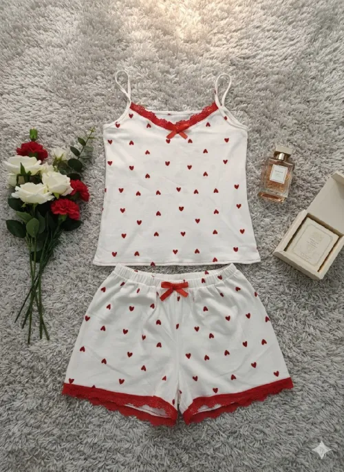 Ensemble busty & short, fond de robe courte