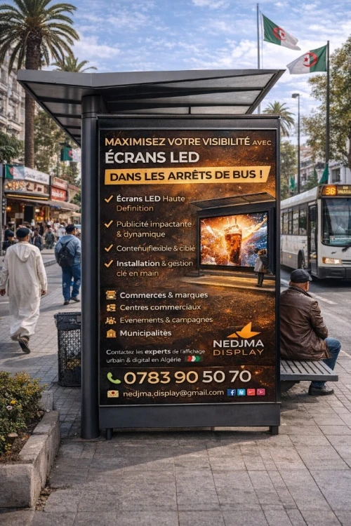 Affichage Abribus Alger  Publicité Arrêt de Bus  Impression Grand Format