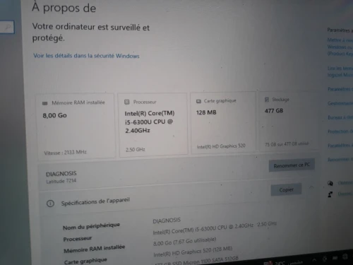 Dell Latitude 14 Rugged 5414 i5 6300U 8G 256 SSD 14" Full