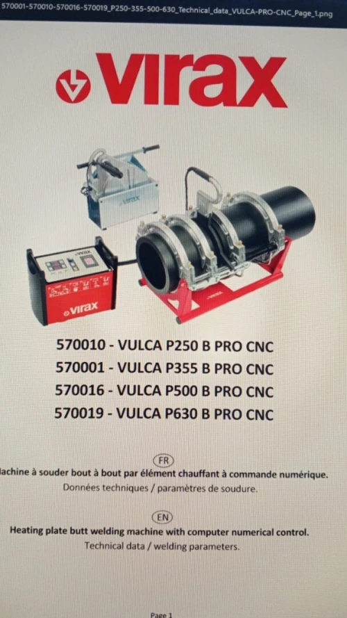 Machine à souder bout à bout par élément chauffant à commande numérique 570010 - VULCA P250 B PRO CNC
