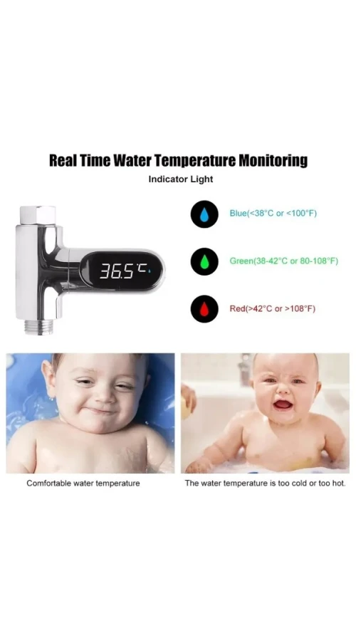 Moniteur de Température avec  Affichage LED de l'eau de douche, Salle de Bain ou Cuisine/Robinets.
