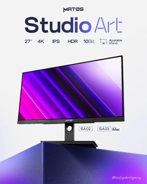 ECRAN MATOS 27" StudioART SA02, Professionnel, 4K, Ips, Ajustable Stand