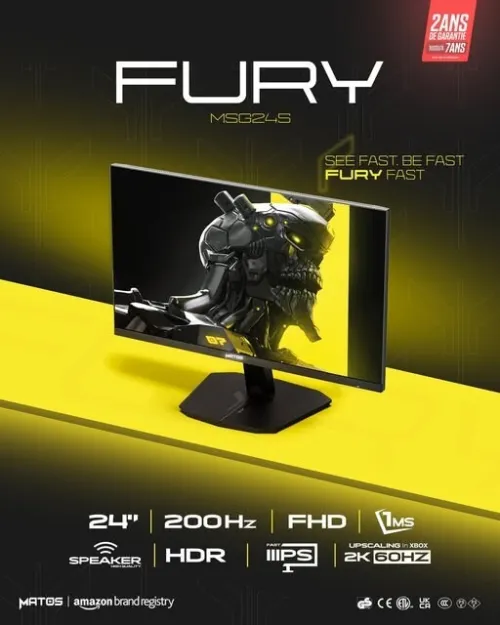 Ecran Gaming Matos 24" Fury MSG245, 200Hz, 1MS, Fast IPS, FHD, Speaker