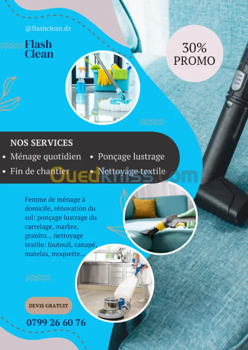 Société de nettoyage de fauteuil, canapet, moquette, matelas... fin de chantier, ponçage lustrage