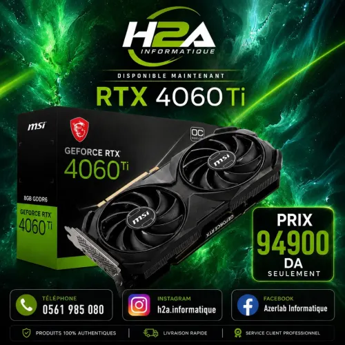 CARTE GRAPHIQUE GeForce RTX 4060TI VENTUS 2X 8G GDDR6 OC