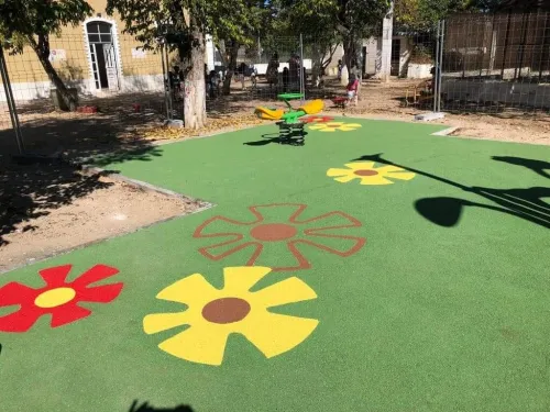 Sol,en caoutchouc,air de jeux terrain en gomme,epdm,et acrylique 