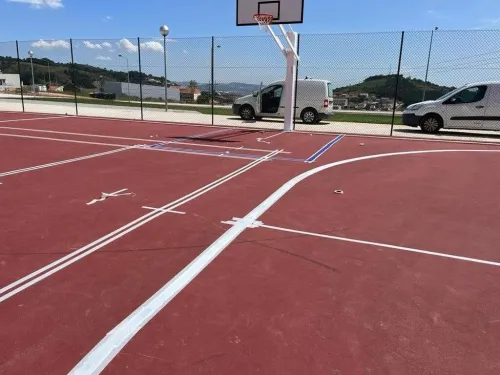 Sol,en caoutchouc,air de jeux terrain en gomme,epdm,et acrylique 