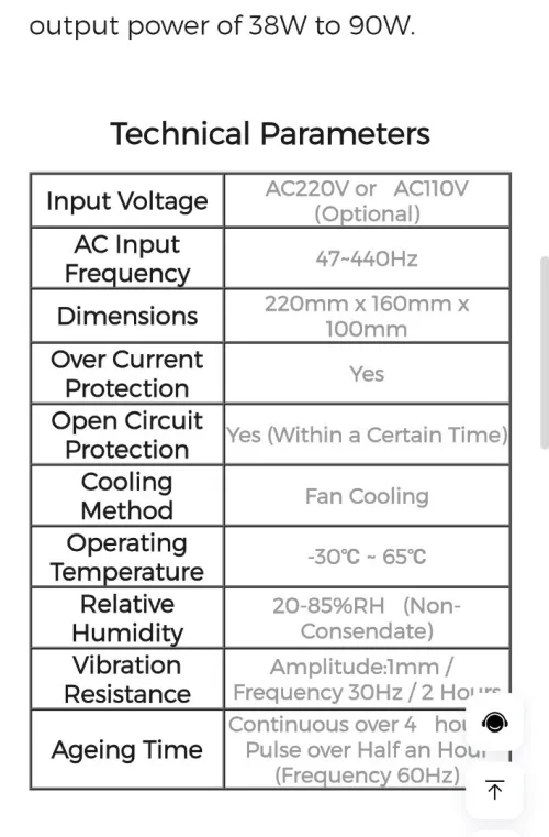 Alimentation machine laser Co2 