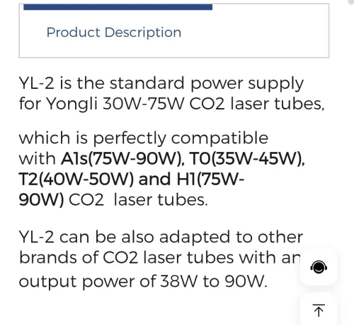 Alimentation machine laser Co2 
