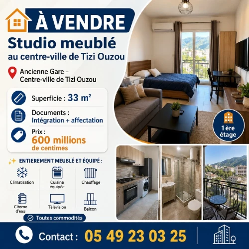 Vente Appartement Studio Tizi Ouzou Tizi ouzou