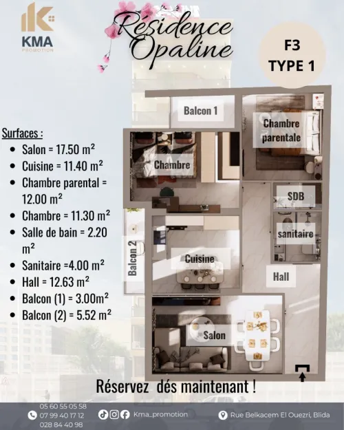 Vente Appartement F3 Blida Ouled yaich