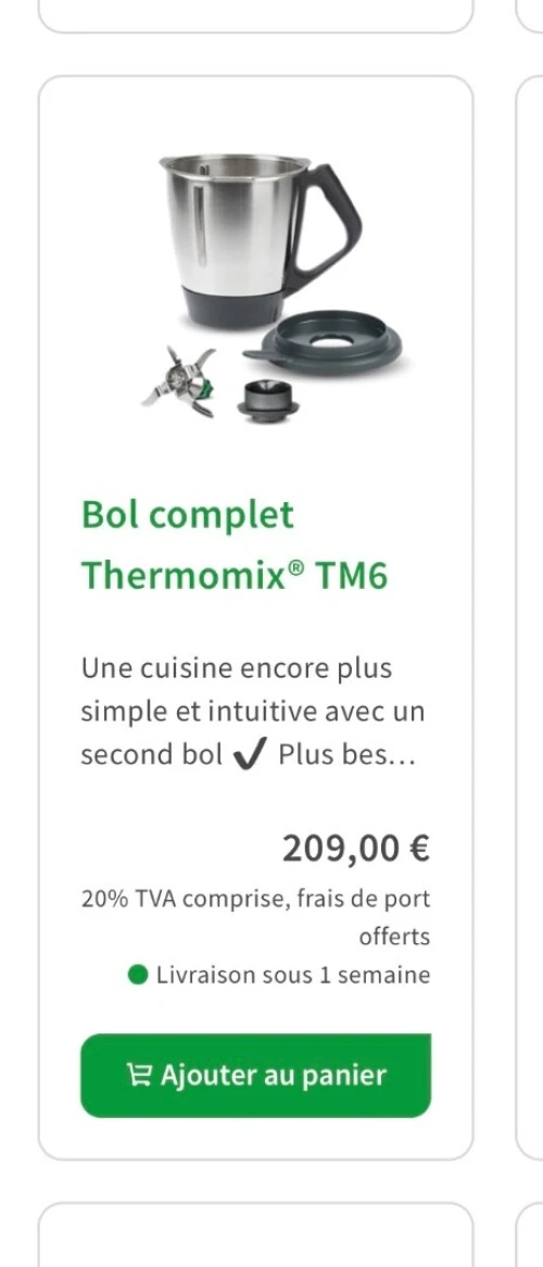 Thermomix TM6 accessoires (bol complet) panier ..