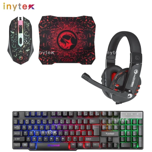 Kit Combo Gaming 4en1 Clavier + Souris + Casque + Tapis de Souris Marvo Scorpion Cm370