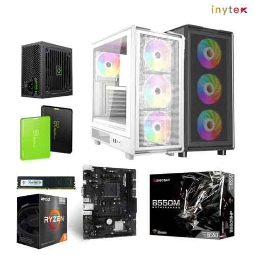Unite Gamer AMD RZN(5) 5650G/CM B550MT /DDR4 8G 3200Mhz/SSD 256GB /PSU 500W/CASE NOX APEX FLOW plus 4Pcs Fan RGB