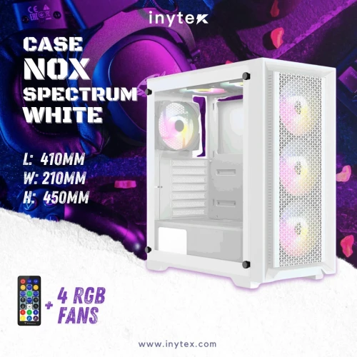 Boitier Nox Spectrum avec 4Pcs Fans M11-12cm ARGB + Controller 10 sorties White