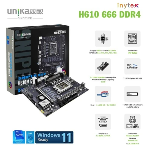 Carte Mere UNIKA H610M 666 DDR4 SNIPER