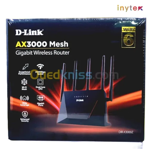 D-LINK ROUTEUR DIR-X3000Z  AX3000 WIFI-6 DUAL CORE 5 ANTENNES 5 GHZ MESH GIGABIT 160 MHZ