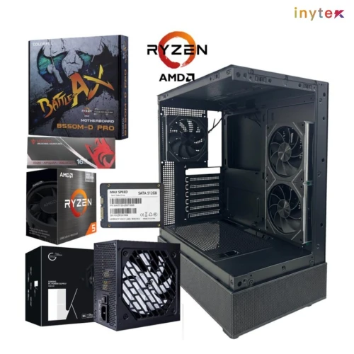 Unite Gamer AMD 5650G/CM B550MT /DDR4 16G 3200Mhz/SSD 512GB /PSU 550W/Case PHANTOM full Black plus 3Pcs Fans M42-12cm ARGB