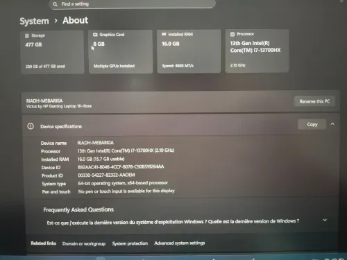 HP VICTUS 16 i7-13700HX 16GB 512GB SSD    4060