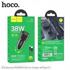 Chargeur Auto Hoco Z52 38W USB C et USB A Fast Charge PD QC3.0