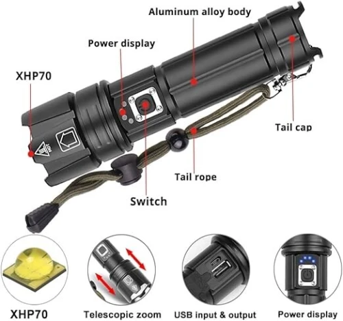 Torche Super Light rechargeable Flashlight forte eclairage portabl