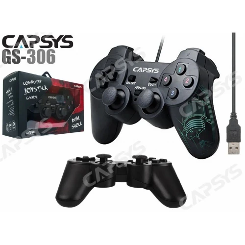 Manette USB Vibrante CAPSYS GS306 Gaming PC Confort, Vibration & Turbo Ergonomique