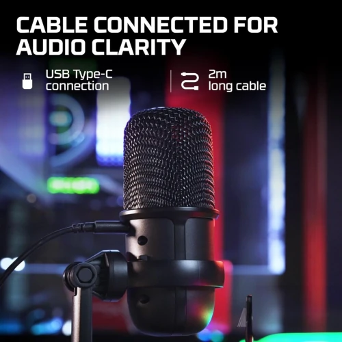 Microphone Gaming HyperX SoloCast USB Qualité Studio 24-bit, Streaming & Podcast