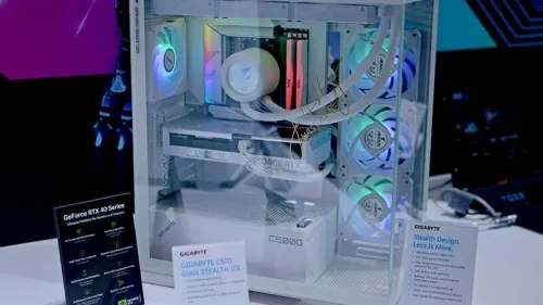 BOITIER C500P ST GIGABYTE CHASSIS MID TOWER PANORAMIC STEAL TH NOIR VERRE TREMPE PANORAMIQUE 270 4FANS ARGB SUPPORT BACK CONNECT MB VERTICAL GPU USB C