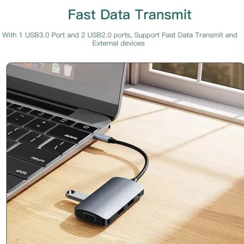 HUB YESIDO HB16 TYPE C TO VGA SD TF PD USB 2.0 3.0 PORTS