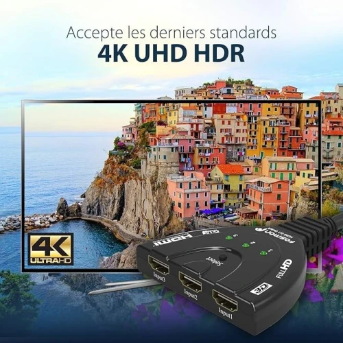 Adaptateur HDMI Male vers 3 HDMI Femelle 4K UHD Switch 1 a 3 pour TV PC Consoles
