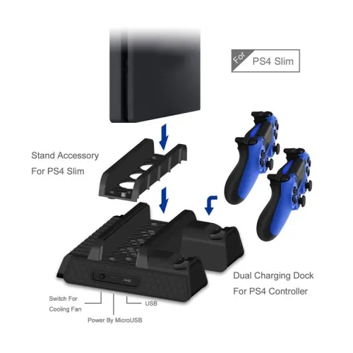 SUPPORT DE REFROIDISSEMENT MULTIFONCTION PS4 DOBE TP4-882
