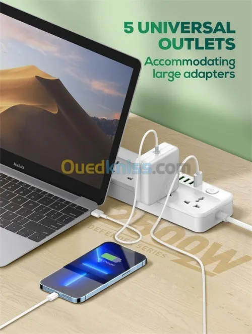 Multiprise LDNIO SC5614 5 prises universelles 6 ports USB 2500W cable 2m