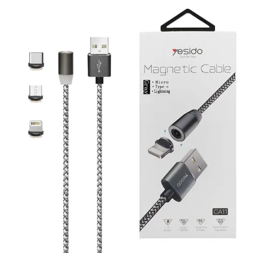 ADAPTATEUR MAGNETIC CABLE  3EN 1 LOUNA ET TYPE ET LIGHTNING  YESIDO CA11