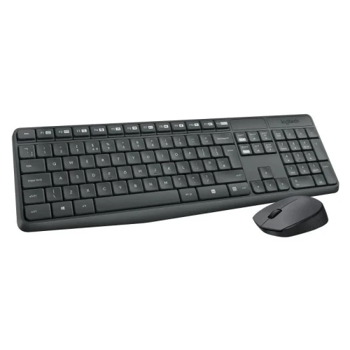 Combo Logitech MK235 Clavier Souris Sans Fil 2.4GHz AZERTY Full Size Autonomie Longue Durée USB Résistant Éclaboussures PC Portable Bureau