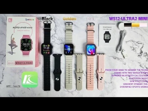 Montre Mini WS12 Ultra2 AMOLED Smart Watch Modes Sport Santé Bluetooth Charge Sans Fil