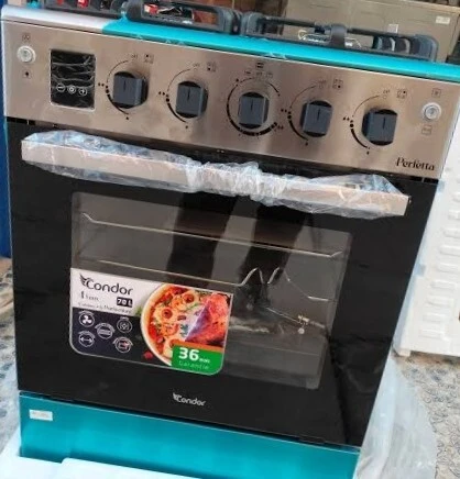 CUISINIÈRE CONDOR 4 FEUX INOX AVEC AFFICHEUR VENTILÉ CATALYSEUR 60 cm