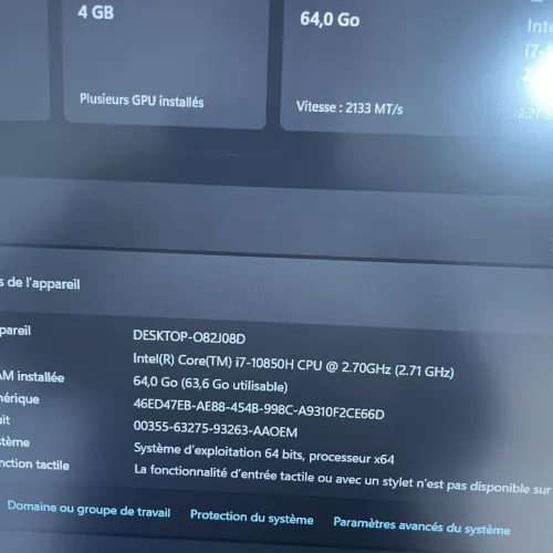 Fujitsu Celsius H7510 Workstation | i7-10850H 64Go RAM | 512Go SSD | Quadro T2000