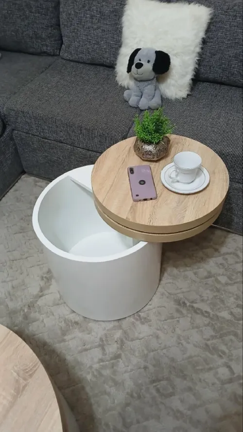 Table basse ronde avec rangement 