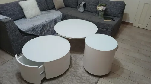 Table basse en inox avec rangement 