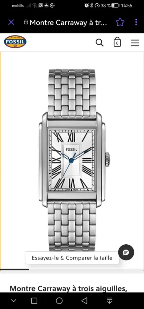 Montre Carraway à trois aiguilles, en acier inoxydable