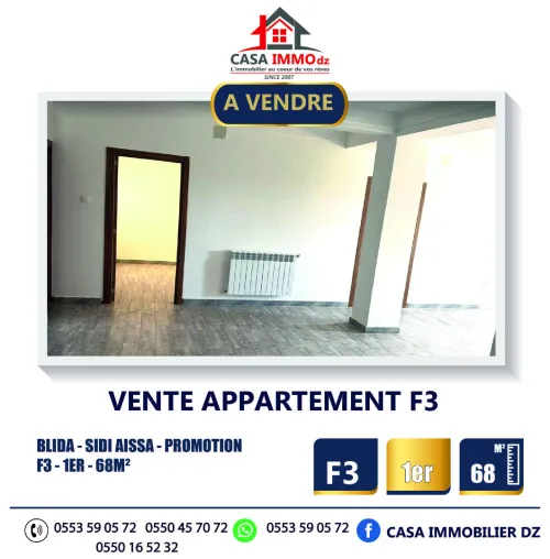 Vente Appartement F3 Blida Soumaa