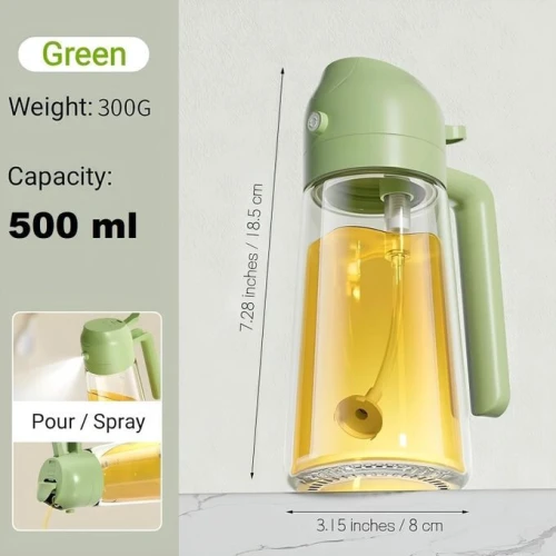 قارورة الزيت الذكية 2 في 1 (رش وسكب) Bouteille d'Huile Intégrée 2-en-1 (Spray et Verseur)