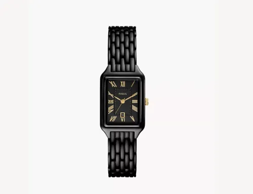 Montre FOSSIL Raquel à trois aiguilles avec date, en acier inoxydable, noir / doré
