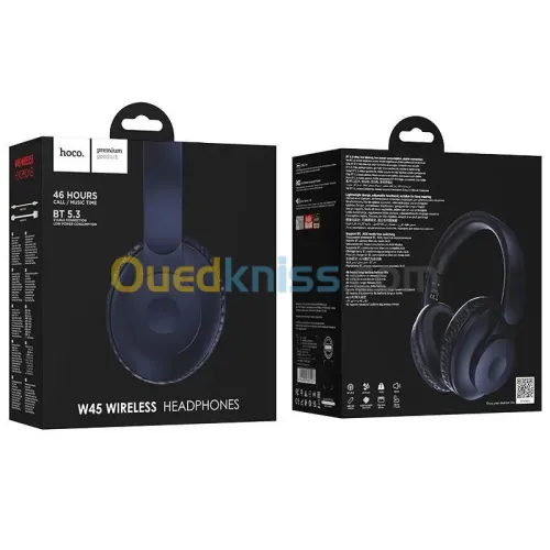 Casque HOCO W45 sans fil enjoy BT headset Bluetooth V5.3 400 mAh - 46H