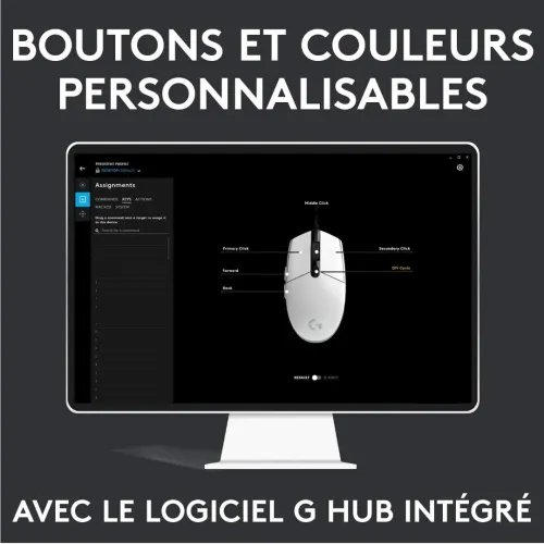 Souris Logitech Gaming G203 LIGHTSYNC USB 6 Boutons Programmables, Capteur Niveau Gaming, 8 000 PPP