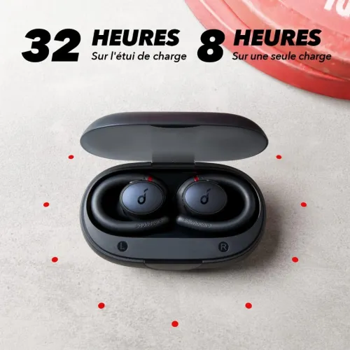 Airpods Soundcore Anker X10 Ecouteurs Bluetooth sans Fil Sport, Crochets Rotatifs, IPX7, 32H