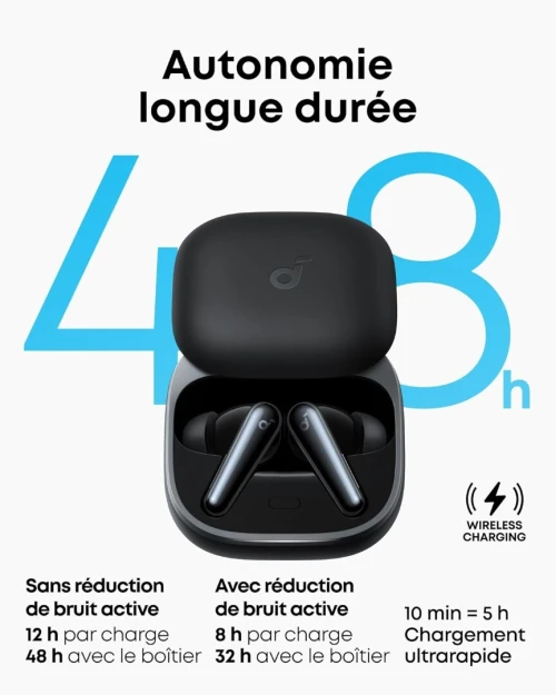 Ecouteurs Anker Liberty 5 sans Fil Bluetooth, Réduction de Bruit, ANC , Charge Rapide , 6 Mics